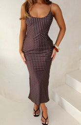 She's For Keeps Maxi Dress Chocolate Polka Dot