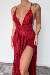 Scarlett Halter Maxi Dress - Burgundy