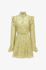 Kristy Butterfly Sleeve Mini Dress - Pistachio Rose Print