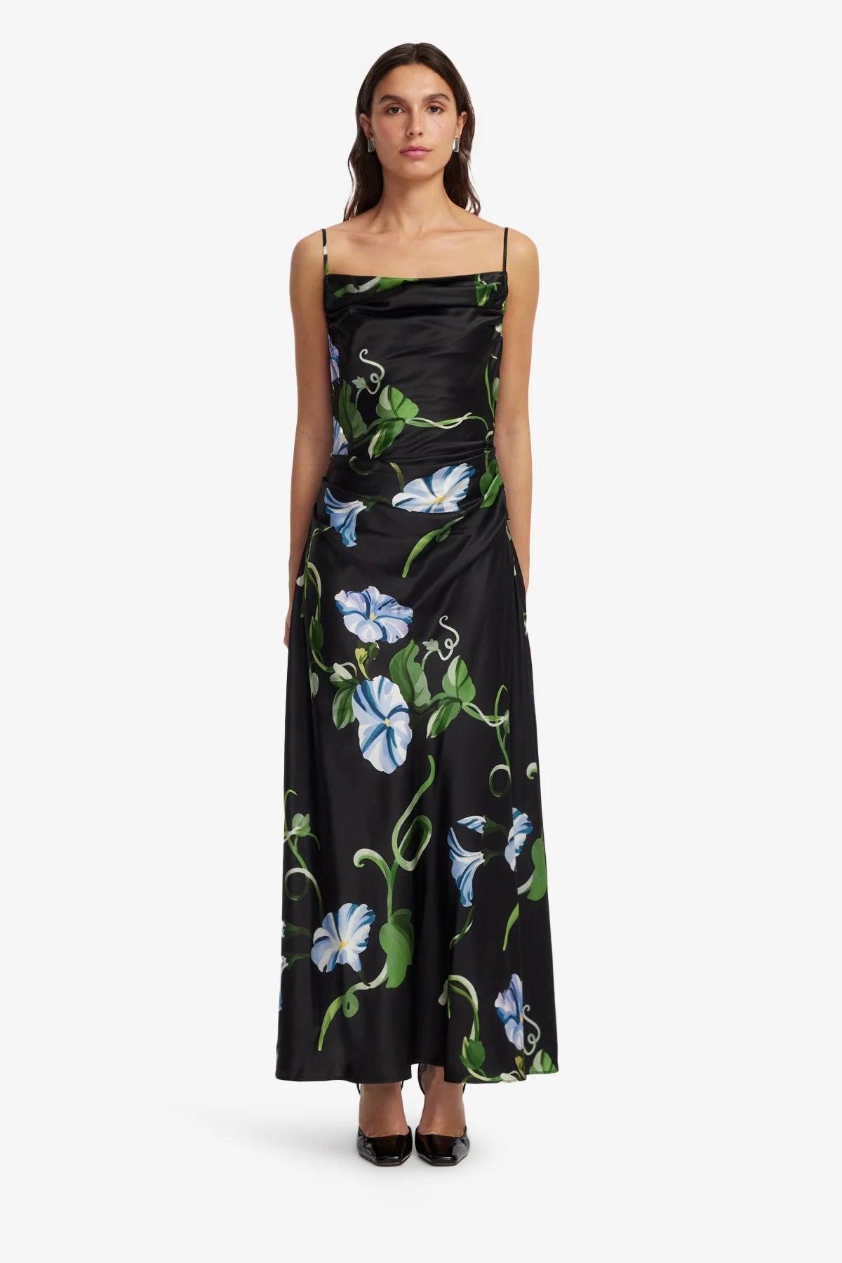 Valentina Maxi Dress - Vine Print in Ebony