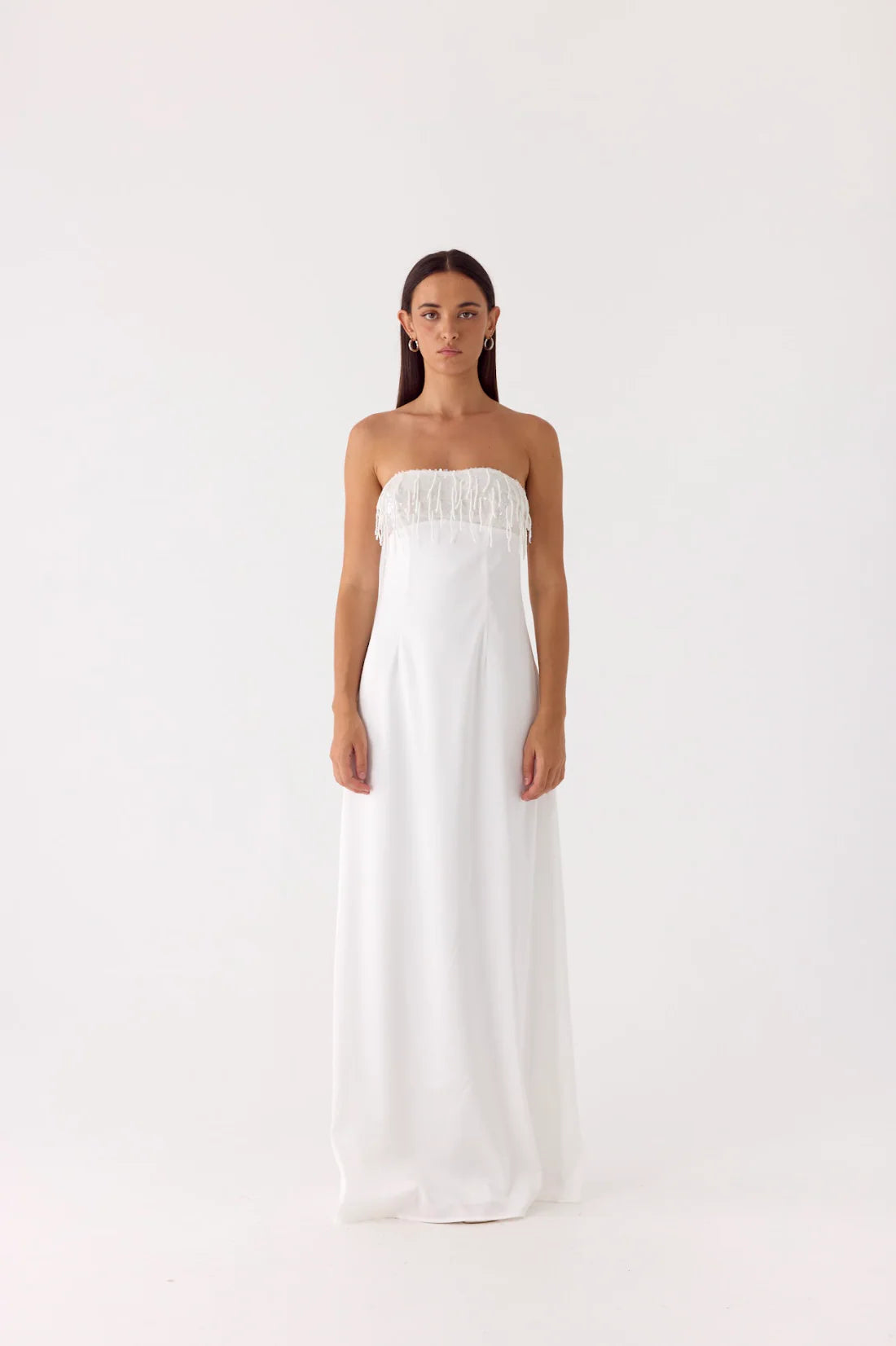 Miftie Beaded Sequin Maxi Dress - White